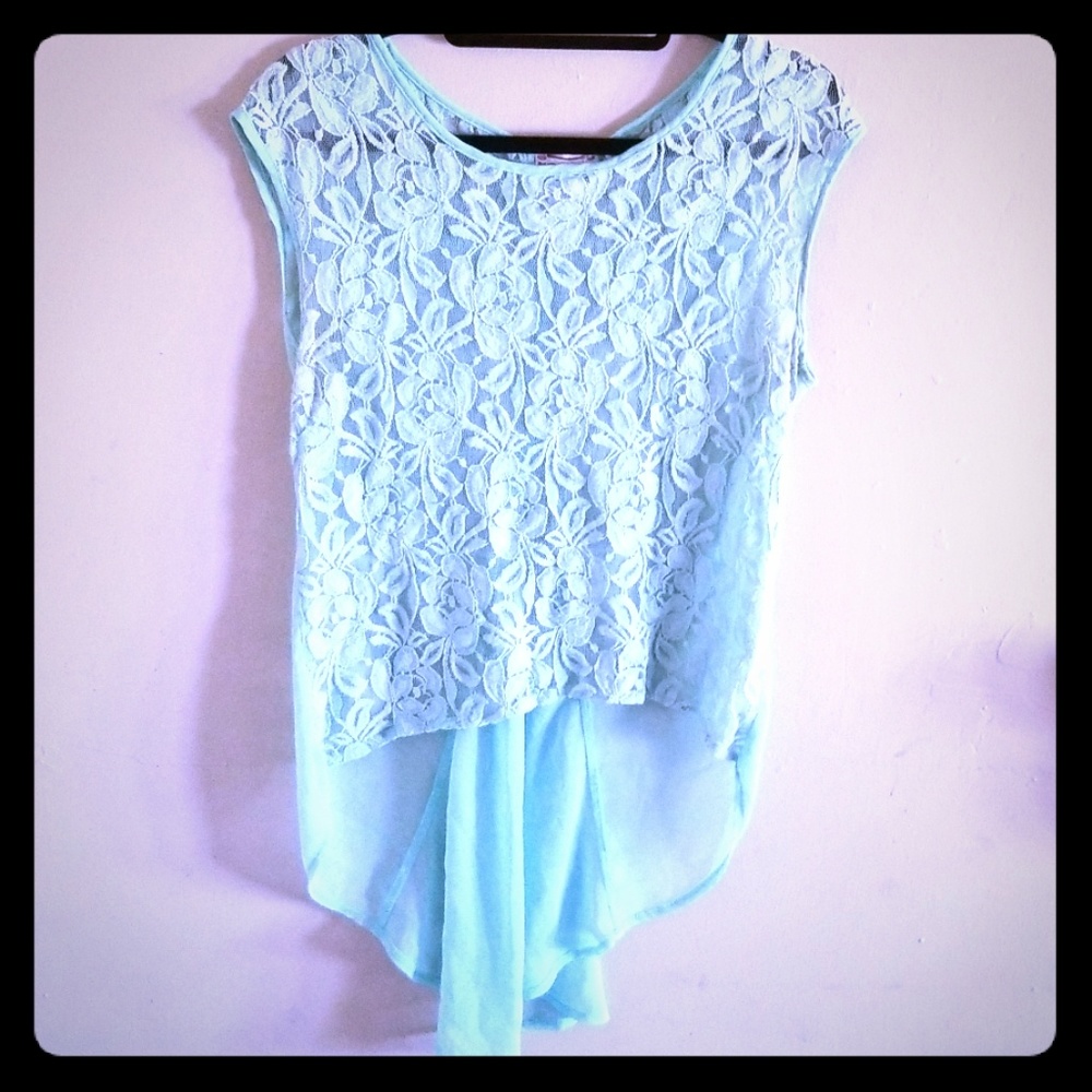 Aqua lased blouse with bottom tank top